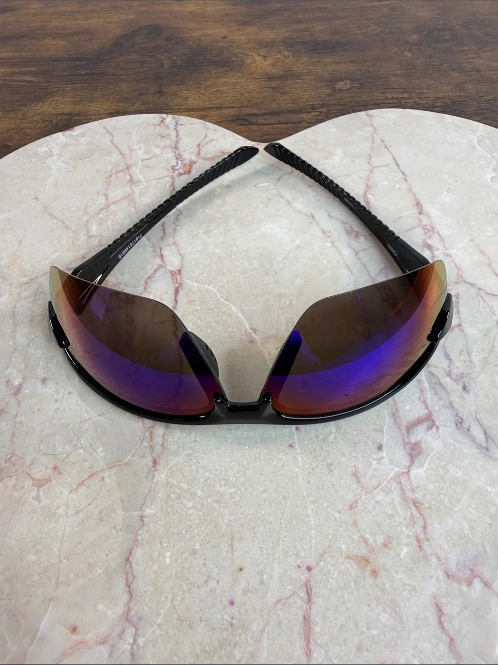 Men's Black Sports Sunglasses with Blue Mirrored Lenses